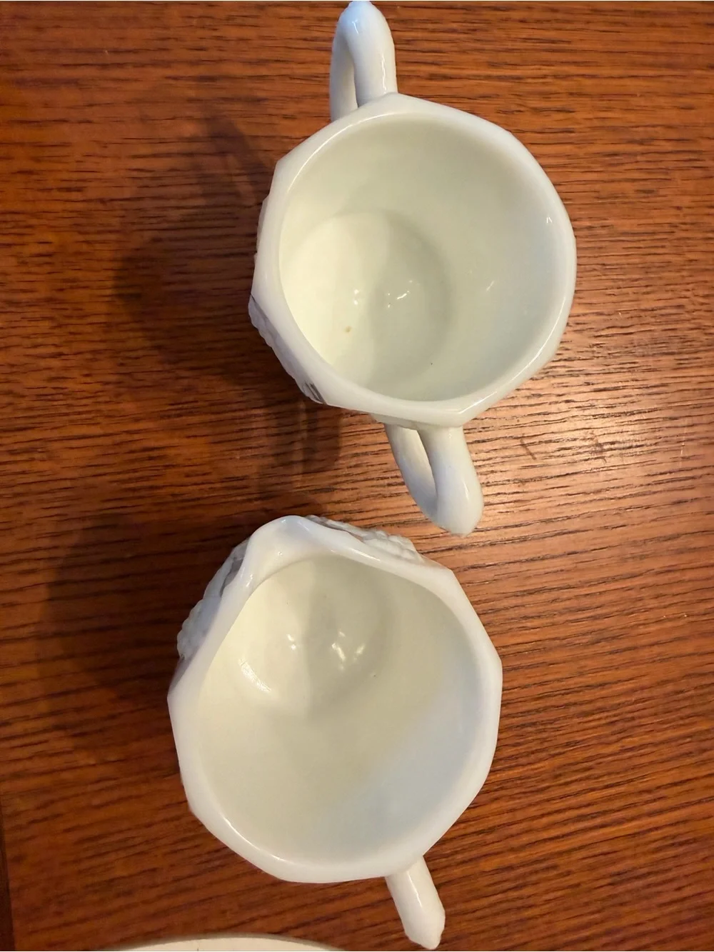 Westmoreland White Milk Glass Creamer and Sugar Bowl Set (no lid)